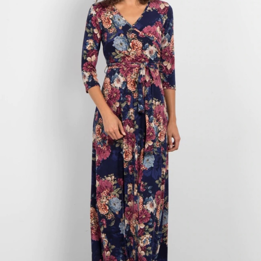 PinkBlush Navy Vintage Floral Wrap Maxi